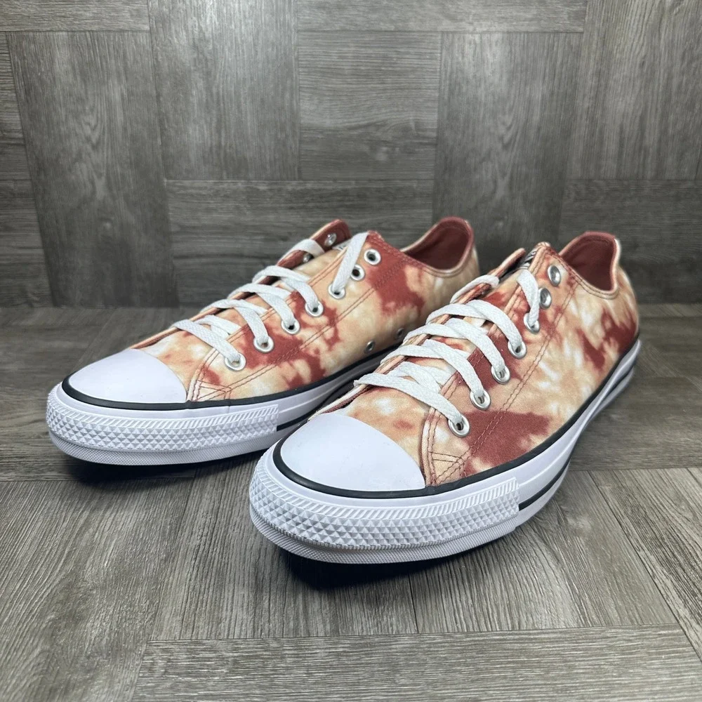 Converse Chuck Taylor All Star Mens 10.5 Tie Dye Orange Burgundy Canvas NEW